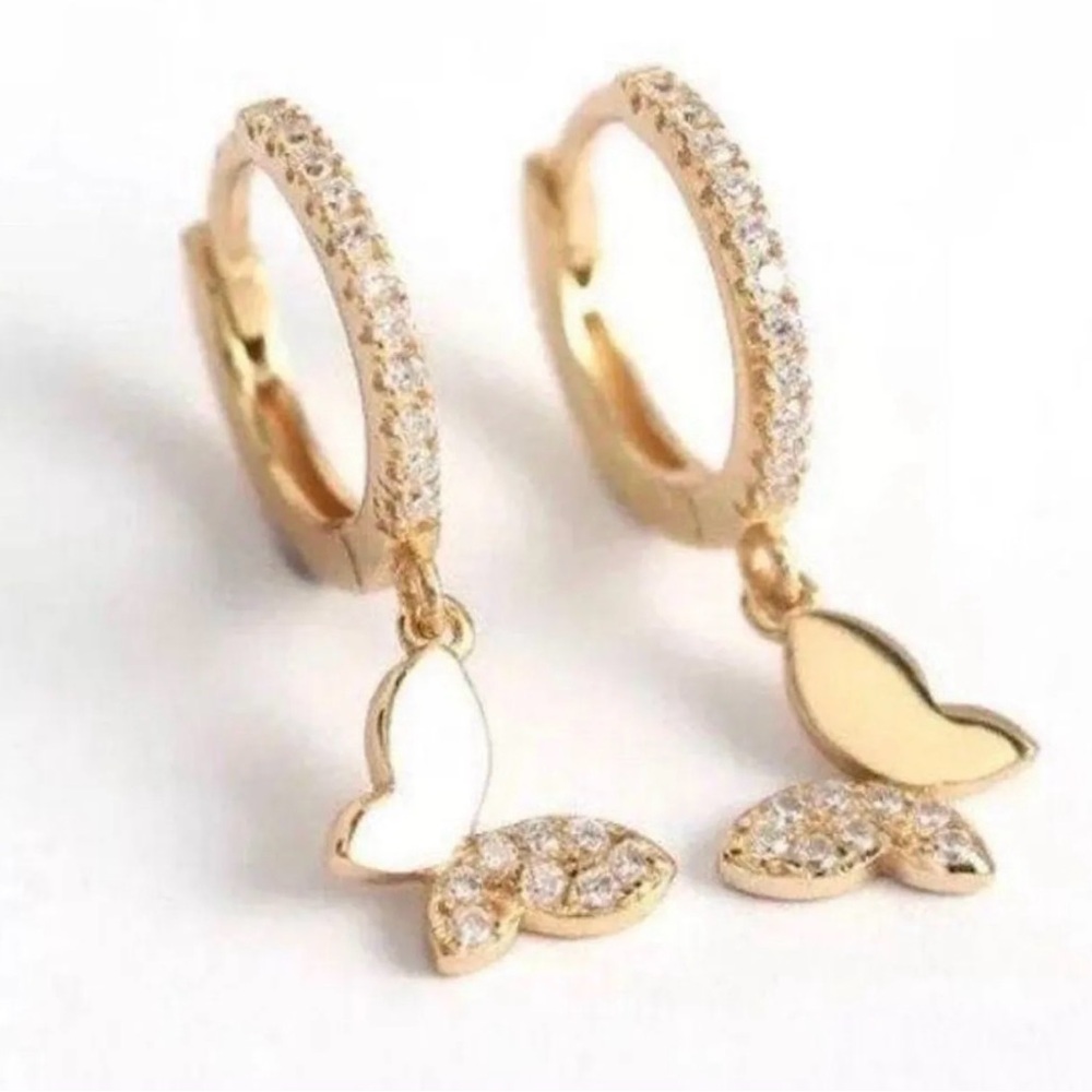 Gold Butterfly Hoop Earrings